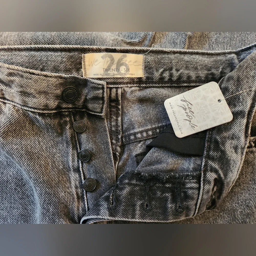 Free People Maggie Mid Rise Stright Leg Distressed Jean